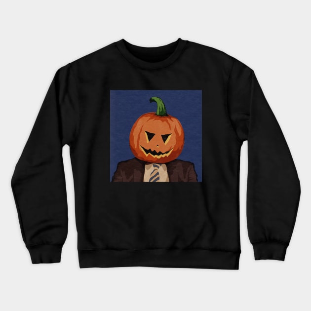 Pumpkin Head Dwight Shrute Crewneck Sweatshirt by StrayArte